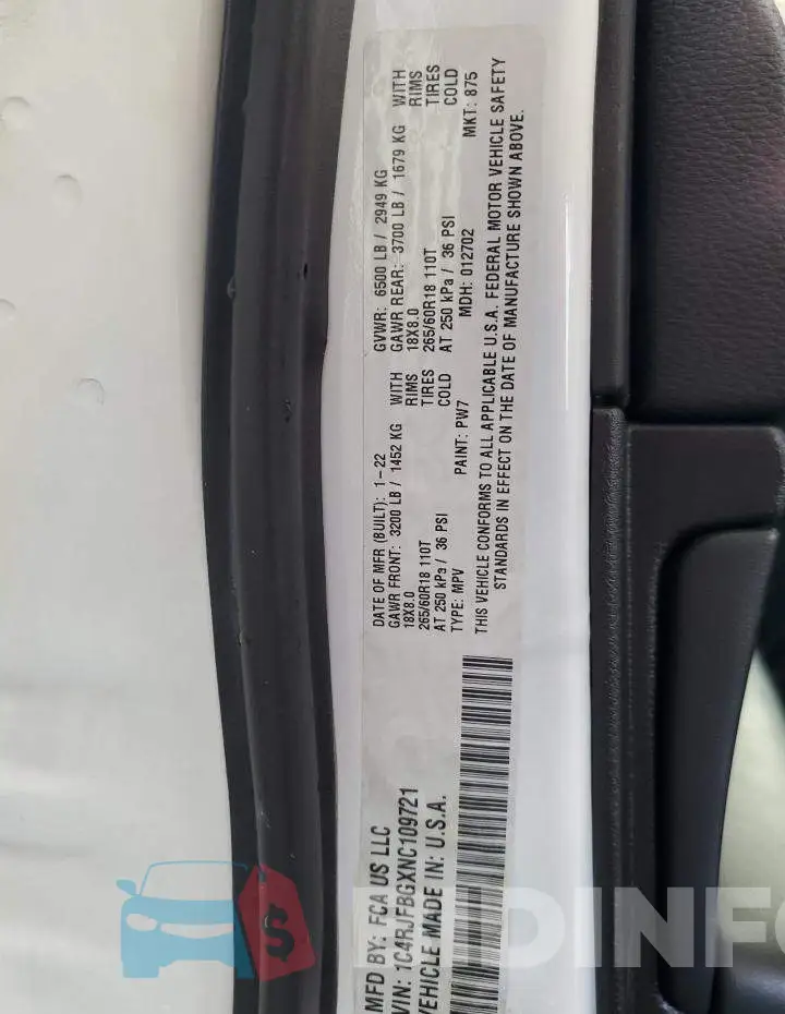 1C4RJFBGXNC109721 Photo# 13