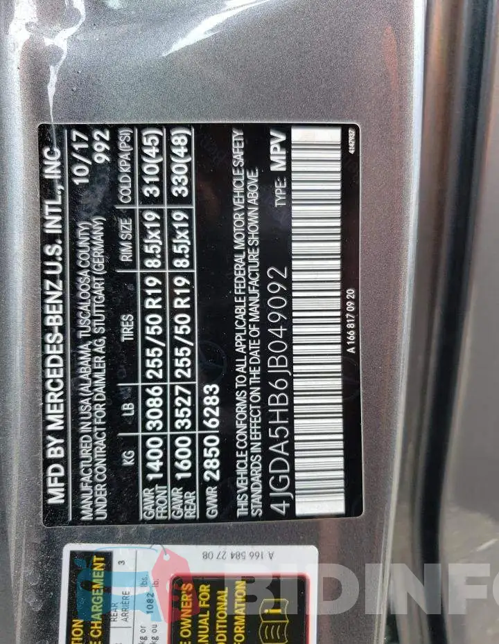 4JGDA5HB6JB049092 Photo# 12