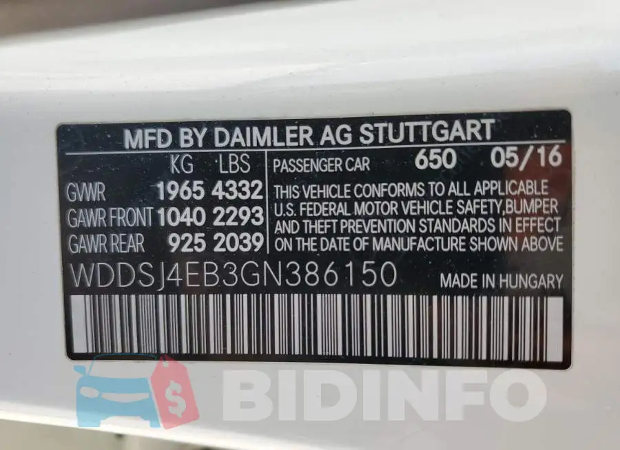 WDDSJ4EB3GN386150 Photo# 12