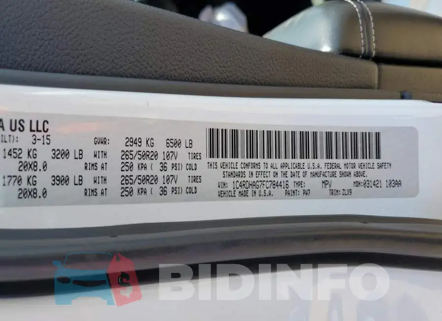 1C4RDHAG7FC784416 Photo# 13