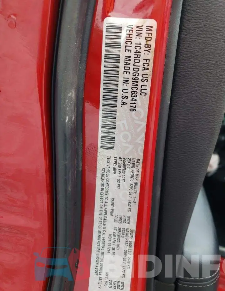 1C4RDJDG9MC634176 Photo# 12