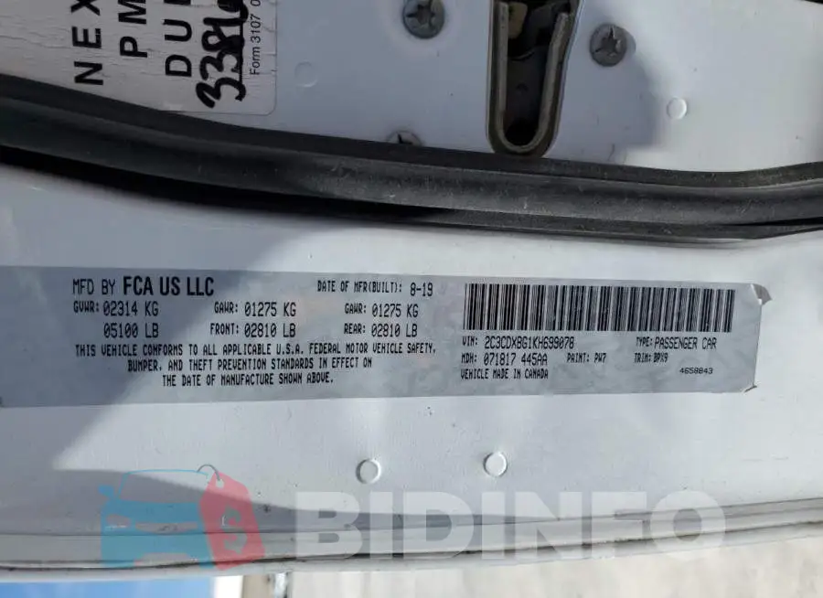 2C3CDXBG1KH699078 Photo# 12