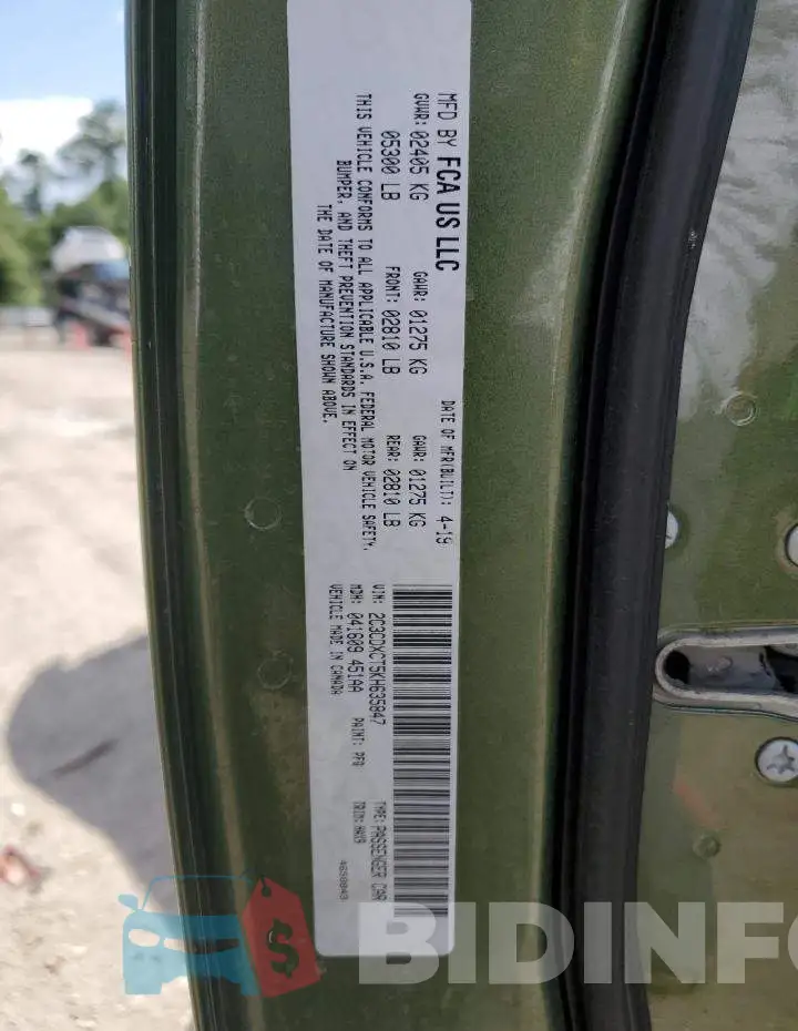 2C3CDXCT5KH635847 Photo# 13