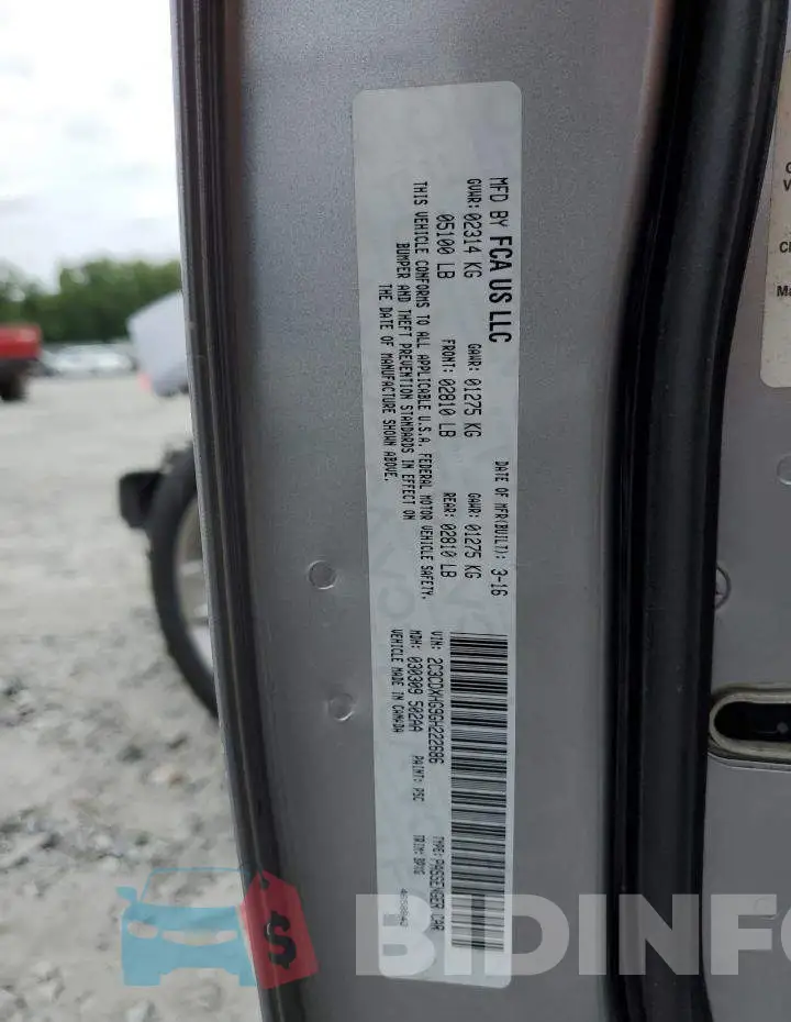 2C3CDXHG9GH222686 Photo# 13