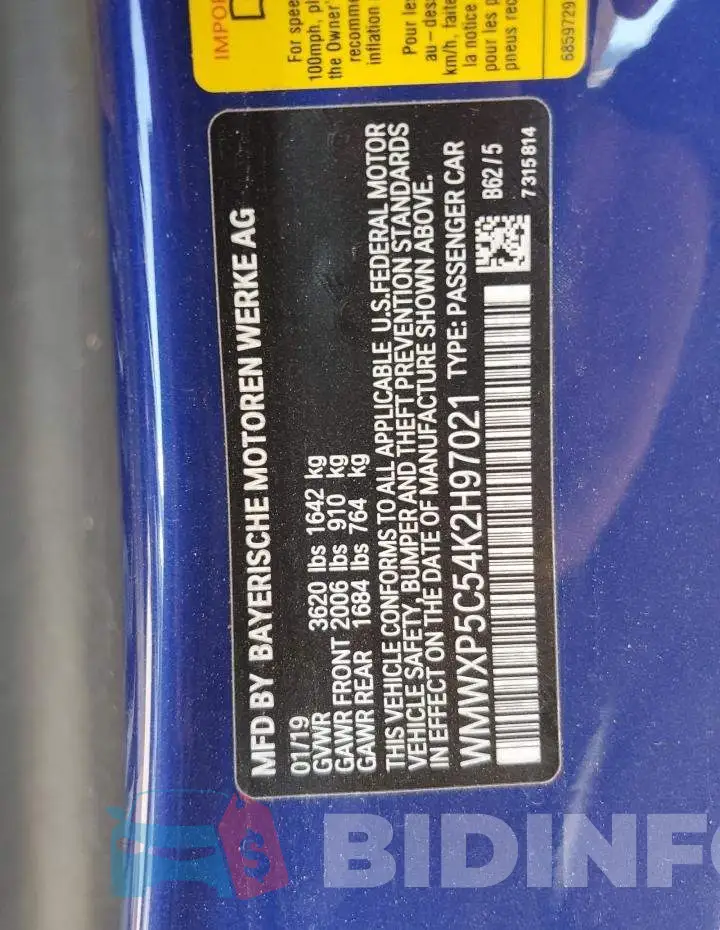 WMWXP5C54K2H97021 Photo# 12