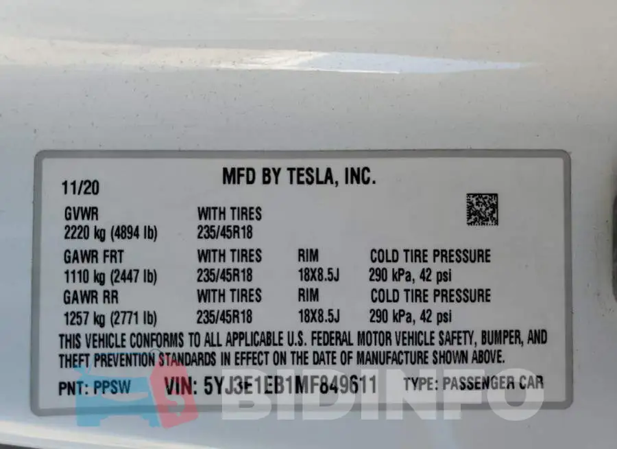 5YJ3E1EB1MF849611 Photo# 12