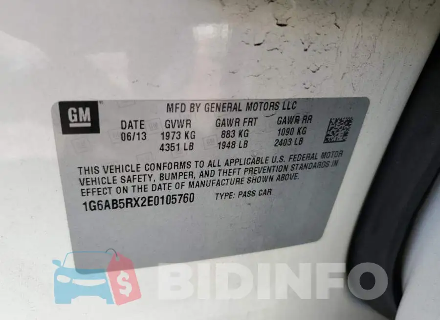 1G6AB5RX2E0105760 Photo# 12