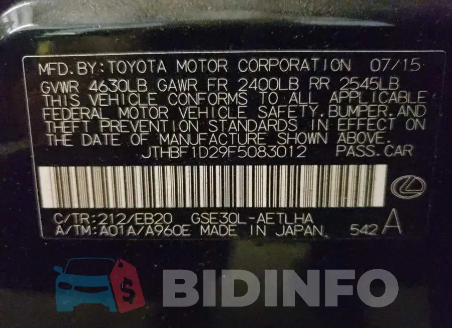 JTHBF1D29F5083012 Photo# 12