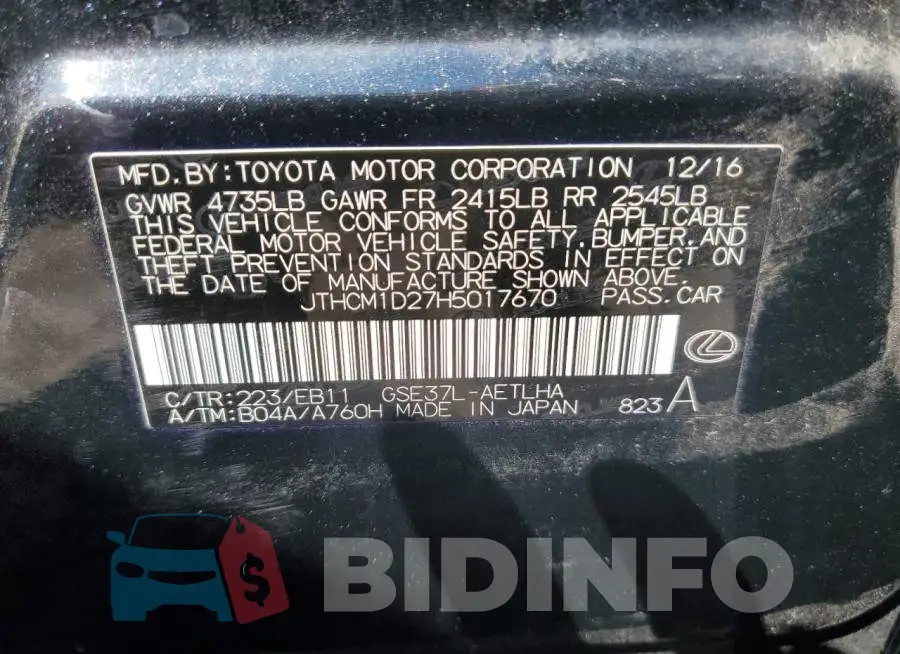 JTHCM1D27H5017670 Photo# 12