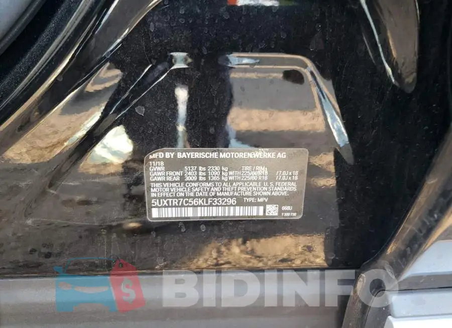 5UXTR7C56KLF33296 Photo# 12