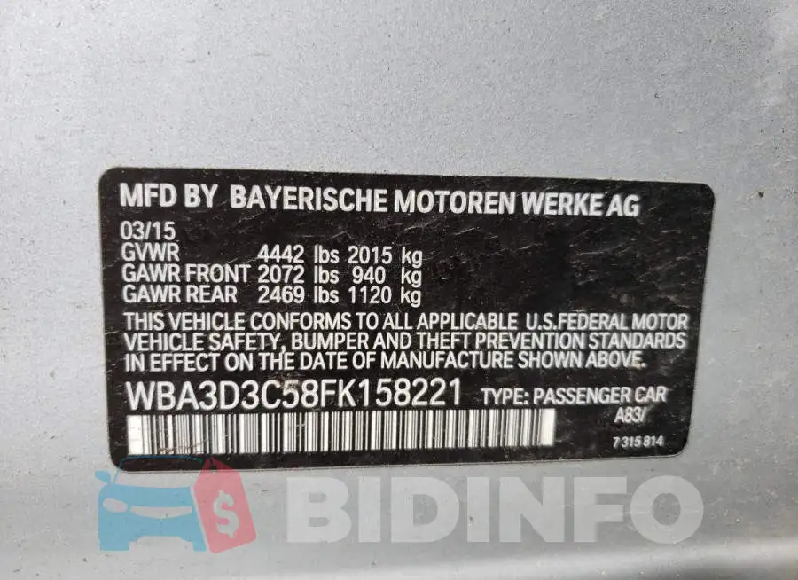 WBA3D3C58FK158221 Photo# 10