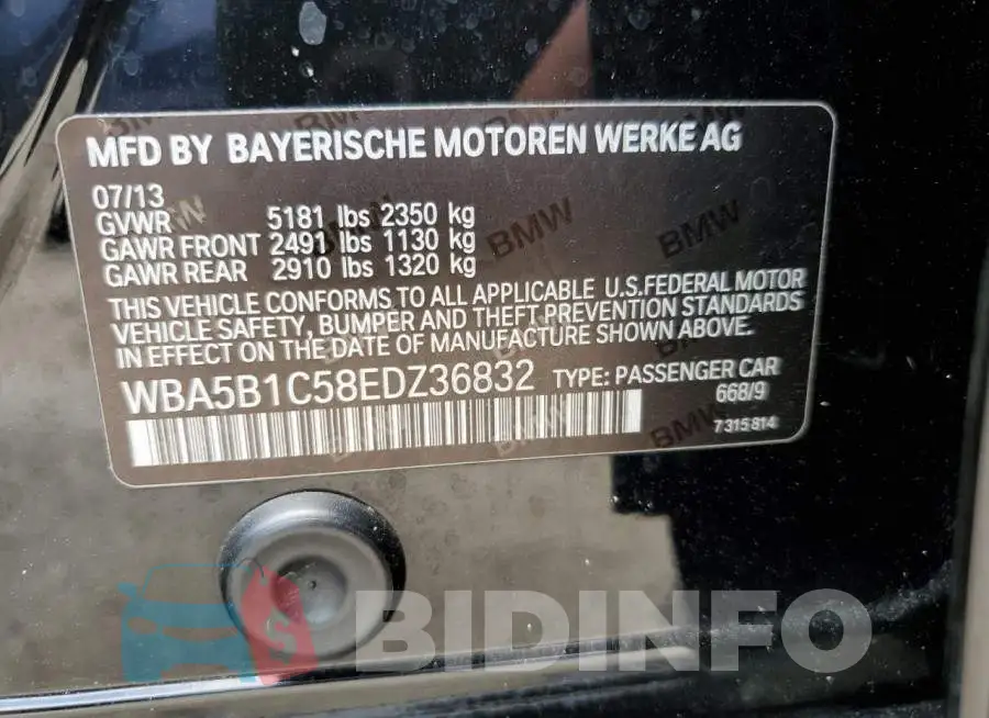 WBA5B1C58EDZ36832 Photo# 12