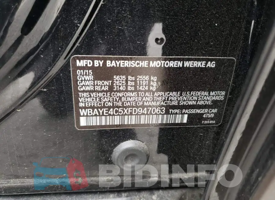 WBAYE4C5XFD947063 Photo# 12