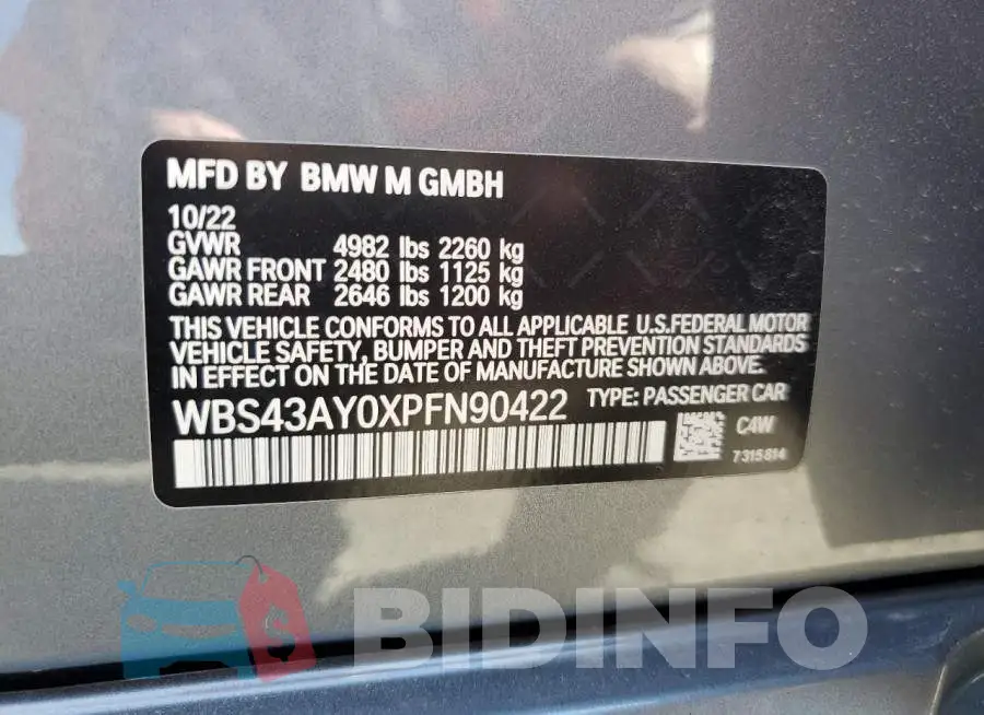 WBS43AY0XPFN90422 Photo# 13