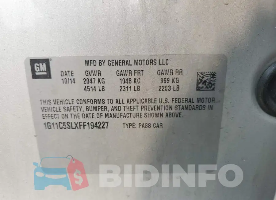 1G11C5SLXFF194227 Photo# 12