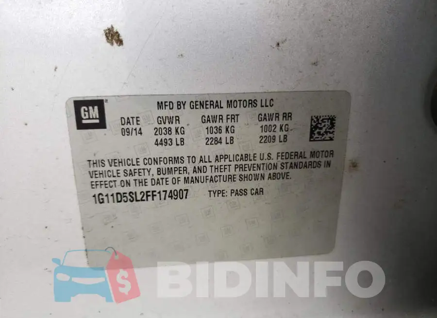 1G11D5SL2FF174907 Photo# 13