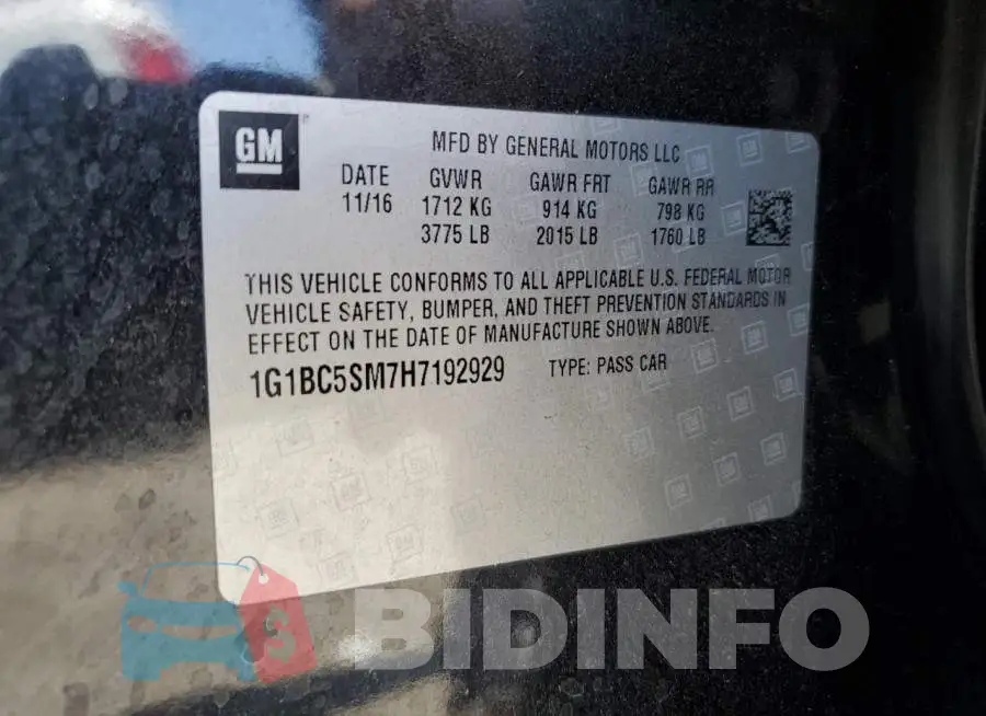 1G1BC5SM7H7192929 Photo# 13
