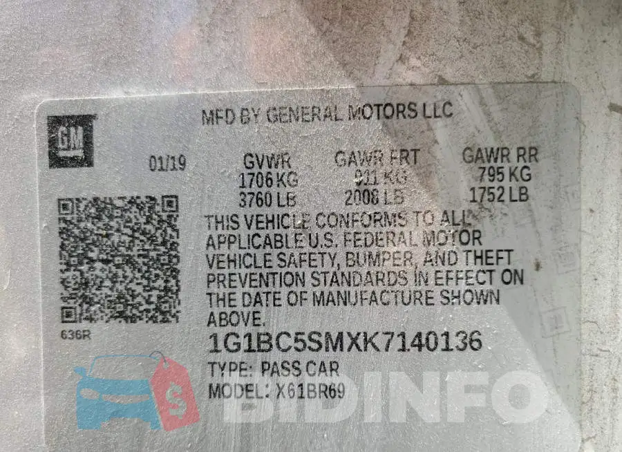 1G1BC5SMXK7140136 Photo# 12