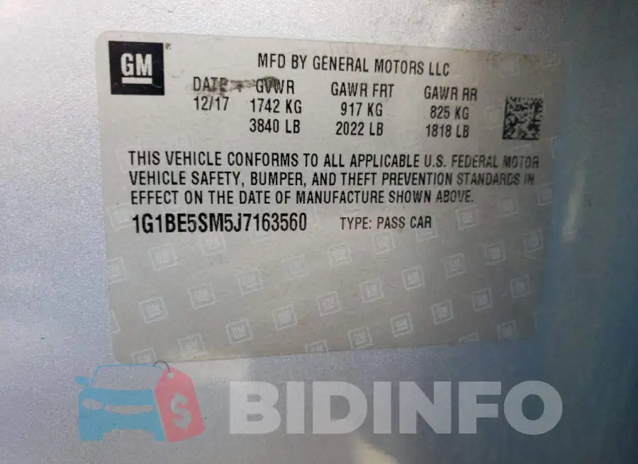 1G1BE5SM5J7163560 Photo# 12