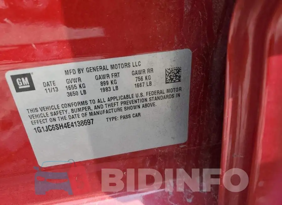 1G1JC6SH4E4138697 Photo# 12