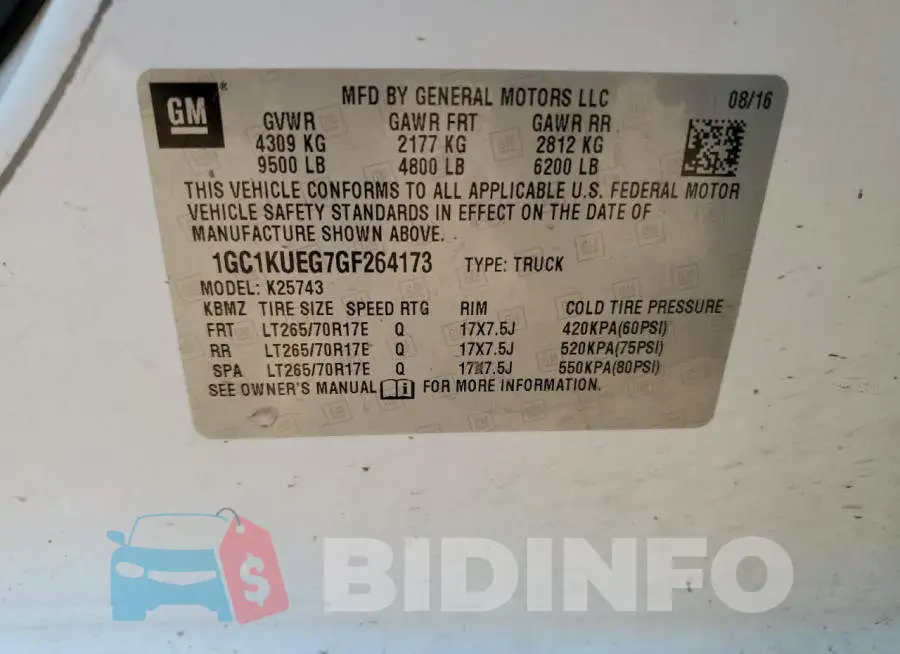 1GC1KUEG7GF264173 Photo# 12