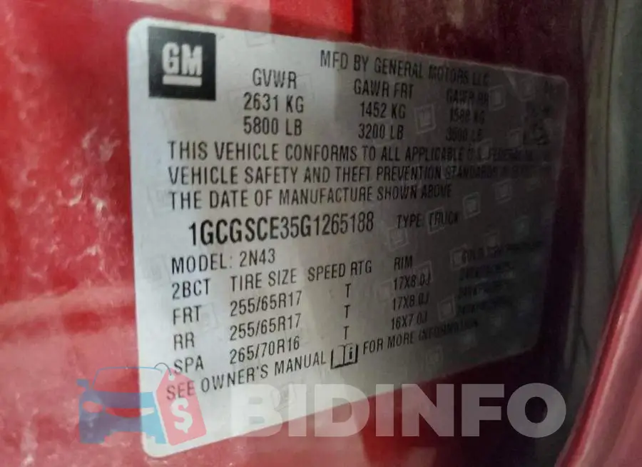 1GCGSCE35G1265188 Photo# 12