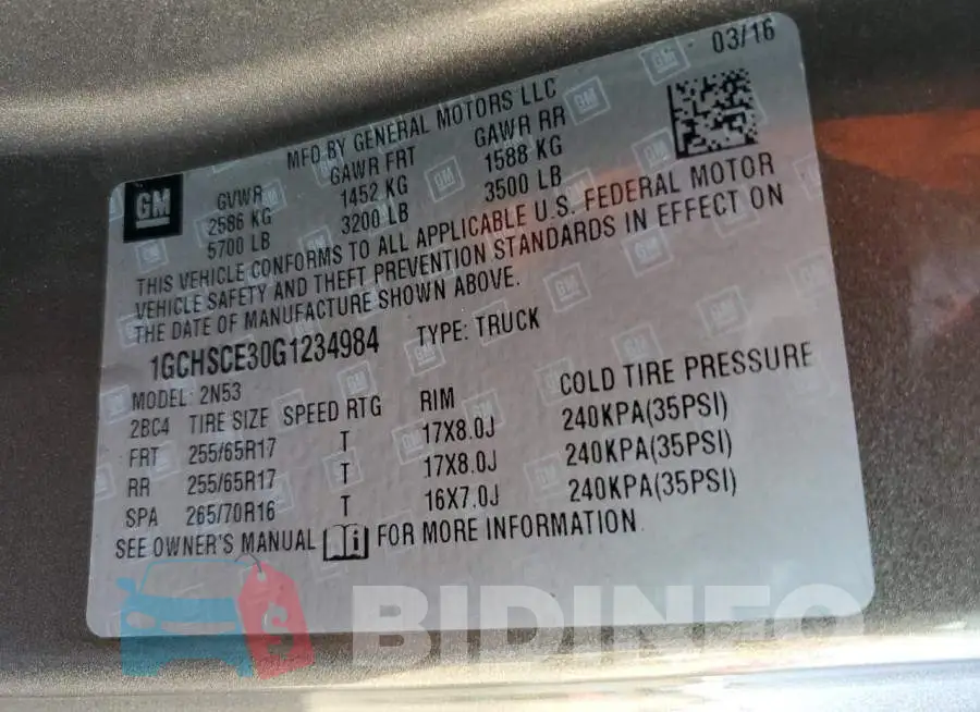 1GCHSCE30G1234984 Photo# 13