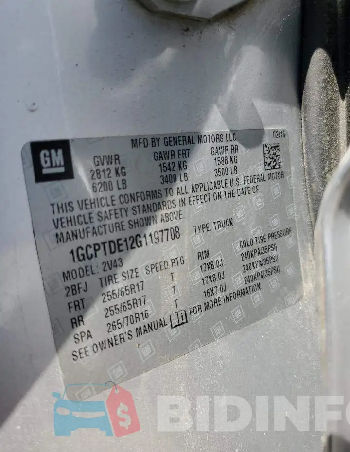 1GCPTDE12G1197708 Photo# 13