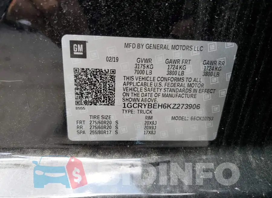 1GCRYBEH6KZ273906 Photo# 12