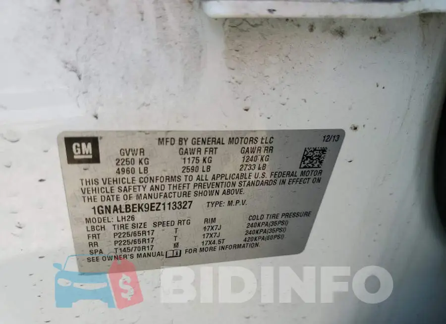 1GNALBEK9EZ113327 Photo# 14