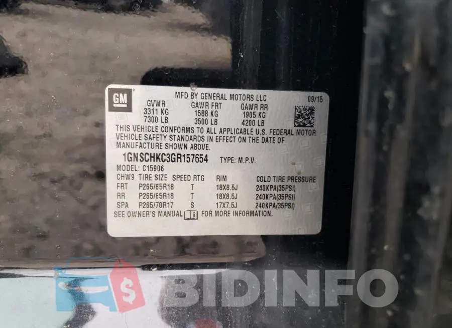 1GNSCHKC3GR157654 Photo# 13
