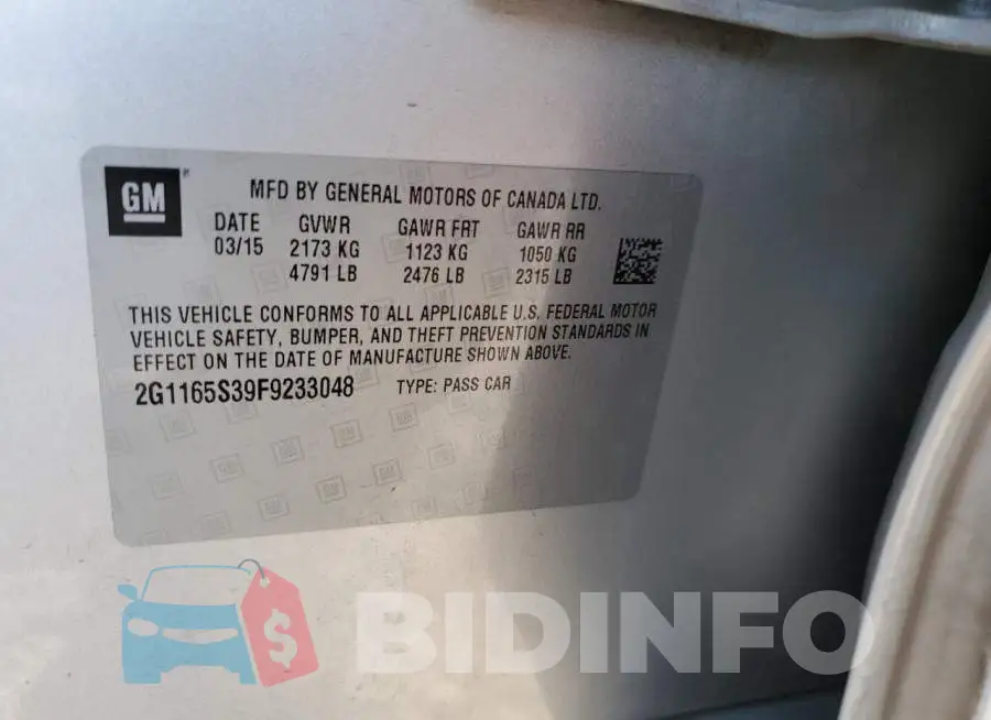 2G1165S39F9233048 Photo# 12