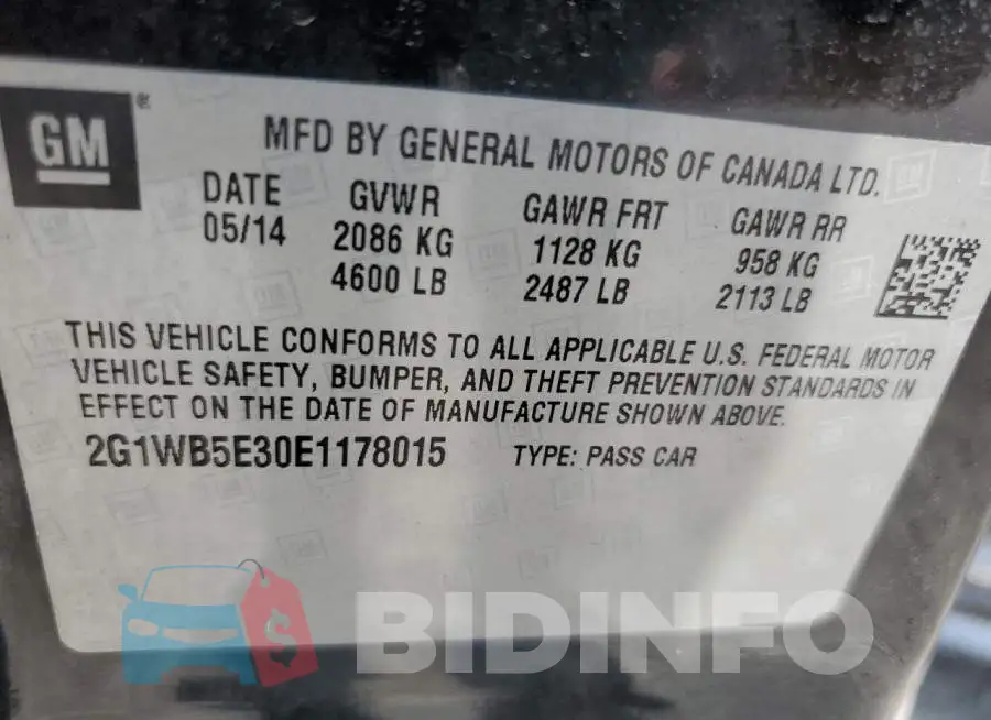 2G1WB5E30E1178015 Photo# 12
