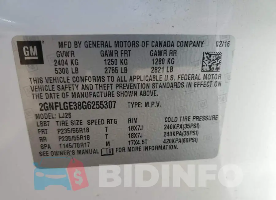 2GNFLGE38G6255307 Photo# 13