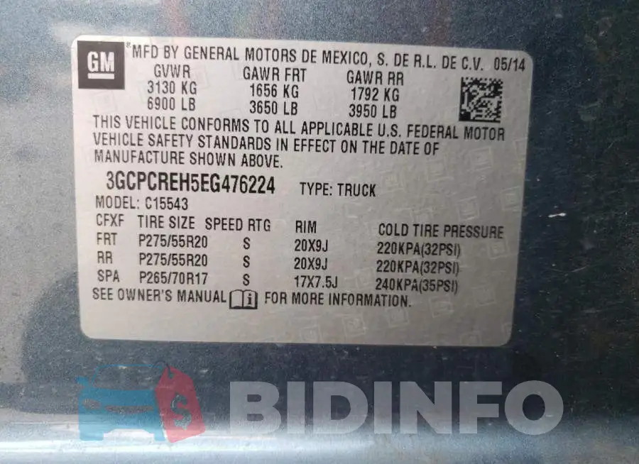 3GCPCREH5EG476224 Photo# 12