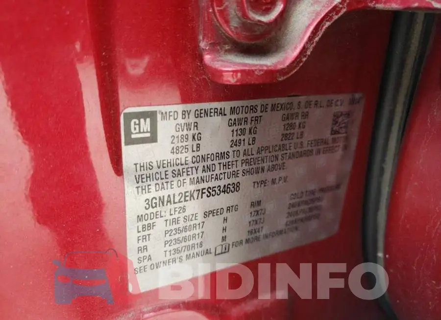 3GNAL2EK7FS534638 Photo# 13