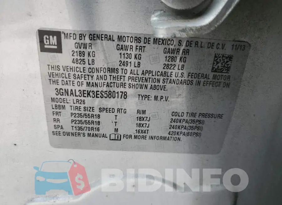 3GNAL3EK3ES580178 Photo# 14