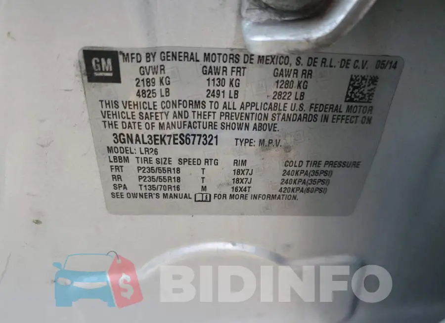 3GNAL3EK7ES677321 Photo# 12