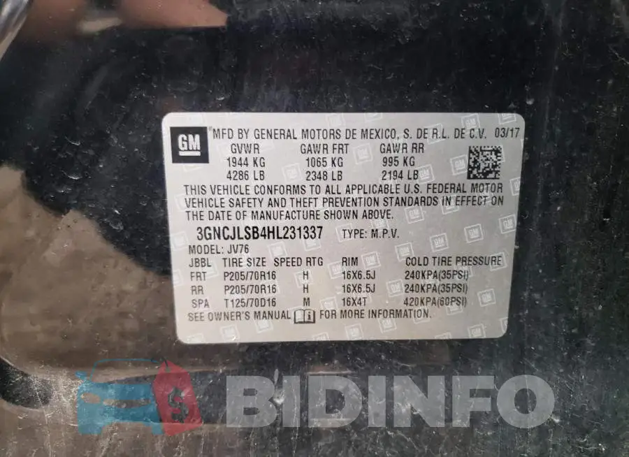 3GNCJLSB4HL231337 Photo# 12