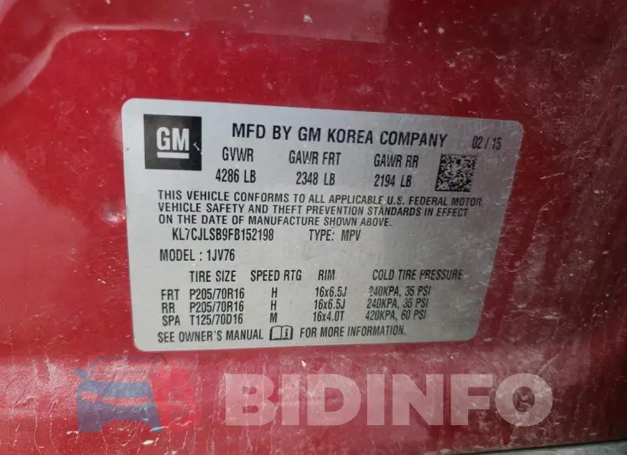 KL7CJLSB9FB152198 Photo# 13