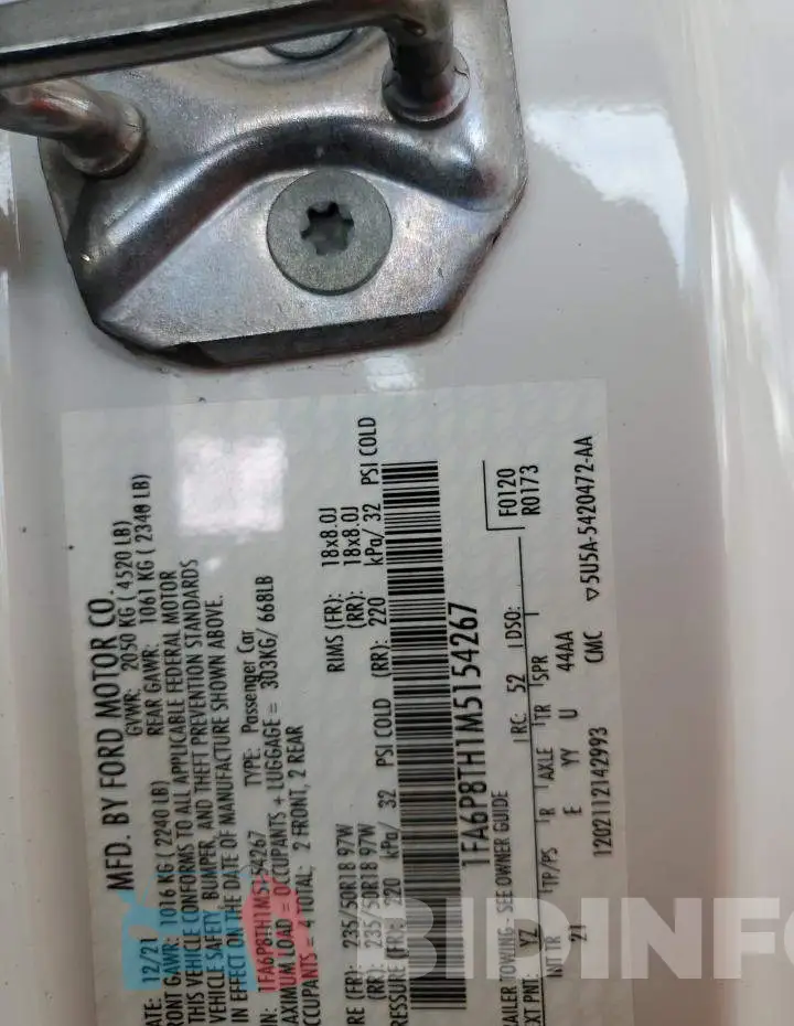 1FA6P8TH1M5154267 Photo# 12