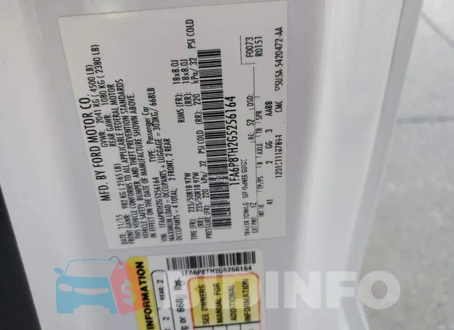 1FA6P8TH2G5256164 Photo# 13