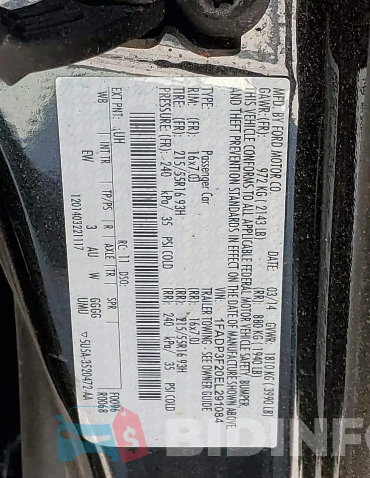 1FADP3F20EL291084 Photo# 12