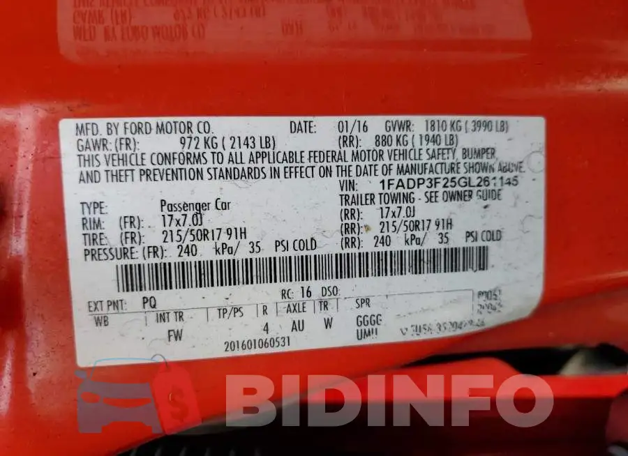 1FADP3F25GL261145 Photo# 12