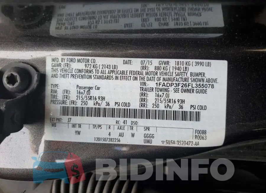 1FADP3F26FL355078 Photo# 12