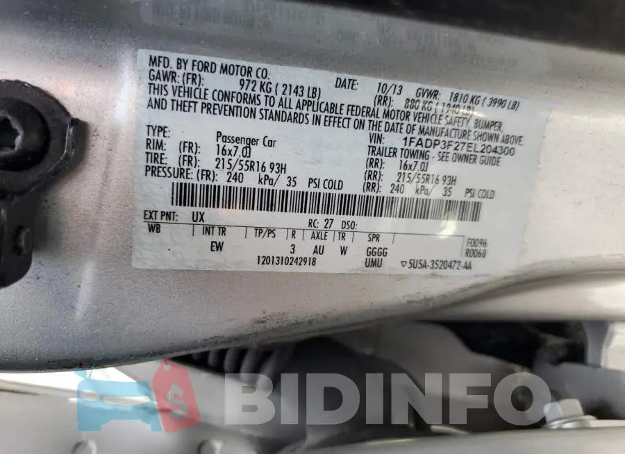1FADP3F27EL204300 Photo# 13