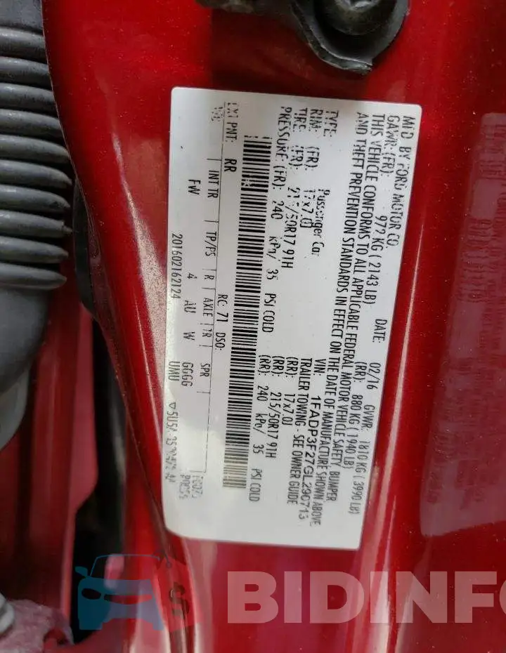 1FADP3F27GL290713 Photo# 13