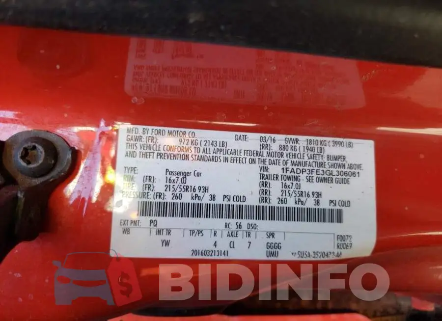 1FADP3FE3GL306061 Photo# 12