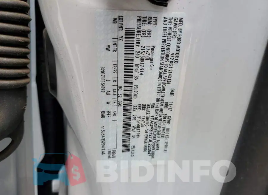 1FADP3H27JL223047 Photo# 12