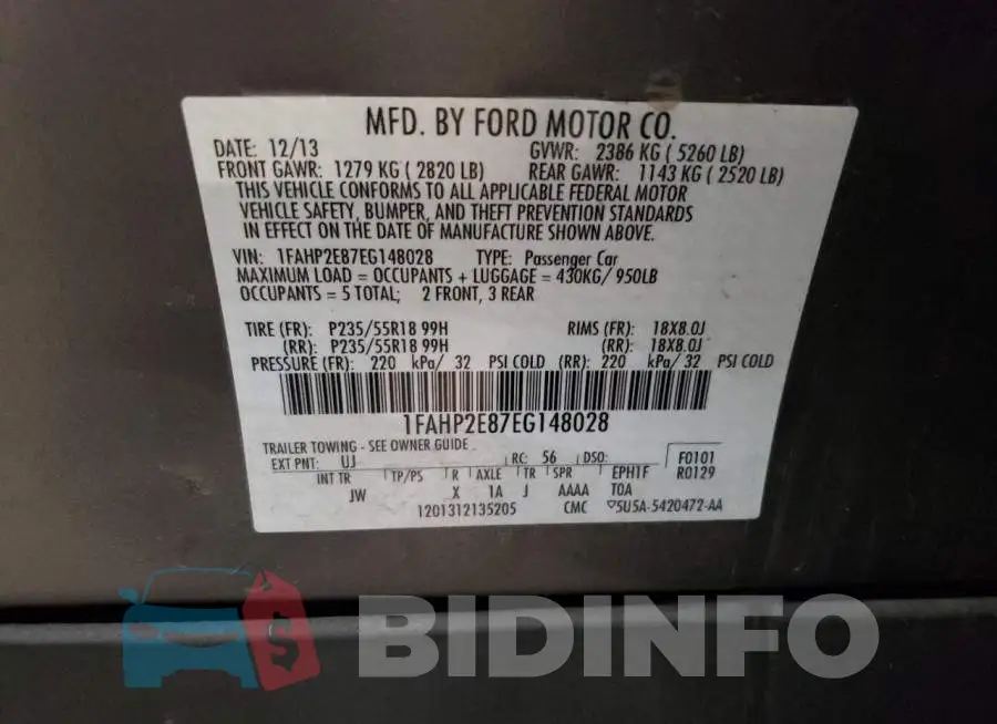 1FAHP2E87EG148028 Photo# 12